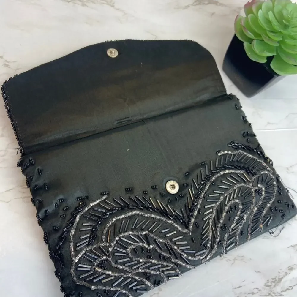 Vintage Beaded Black La Regale Clutch